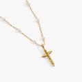 Cross 4:13 Pearl Rosary Chain Pendant Necklace 4