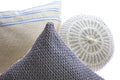 Pale Blue Striped Raw Linen Pillow 4