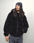 Black Kente Thick Teddy Satin Lined Zip Up Hoodie 1