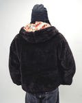 Black Kente Thick Teddy Satin Lined Zip Up Hoodie 3