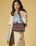 Federica (eggplant) - Italian calf leather women's crossbody bag (with shoulder strap) 5