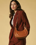 Ornella (cognac) - Italian calf leather women's crossbody bag (with shoulder strap) 2