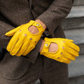 Leonardo (yellow) - Italian driving gloves made of American deerskin leather 9