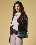 Ottavia (black) - Italian calf leather women's crossbody bag (with shoulder strap) 6