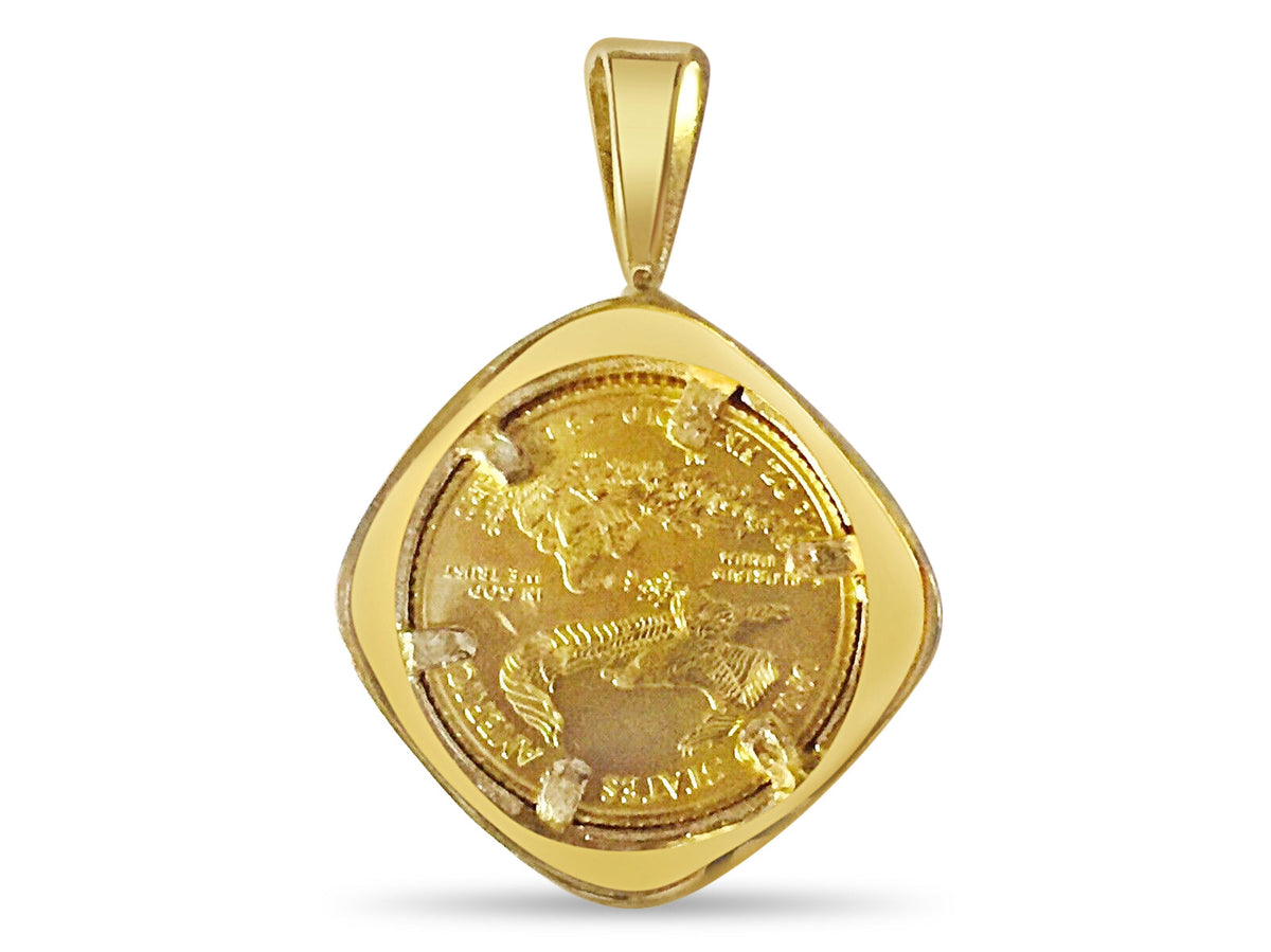 Fancy Solid White/Yellow/Rose Gold Handmade Coin Pendant, 1/10oz Coin