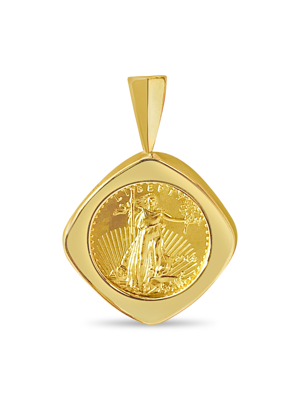 Fancy Solid White/Yellow/Rose Gold Handmade Coin Pendant, 1/10oz Coin