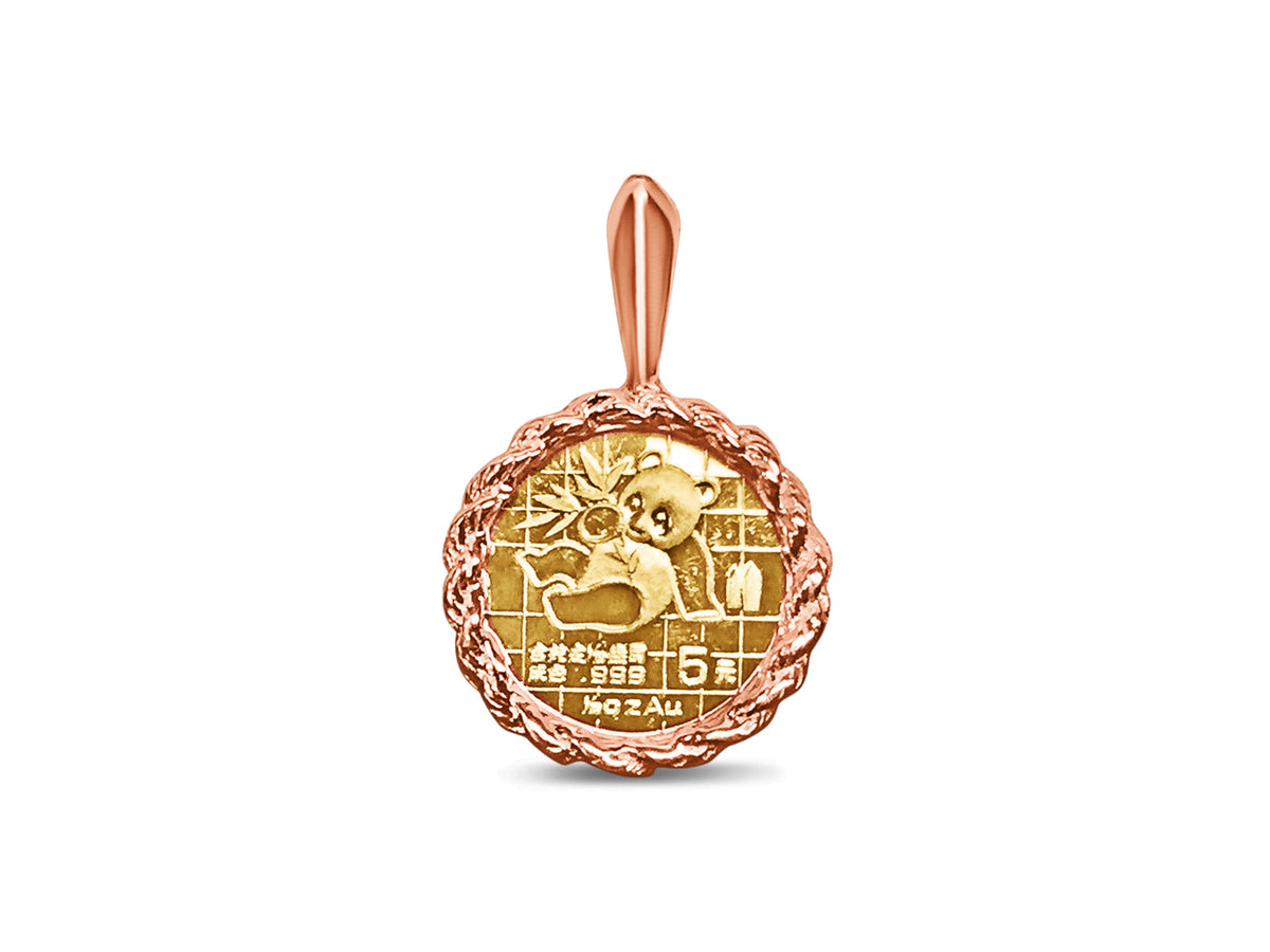 Fancy Solid White/Yellow/Rose Gold Handmade Coin Pendant, Chinese Panda Bear Coin