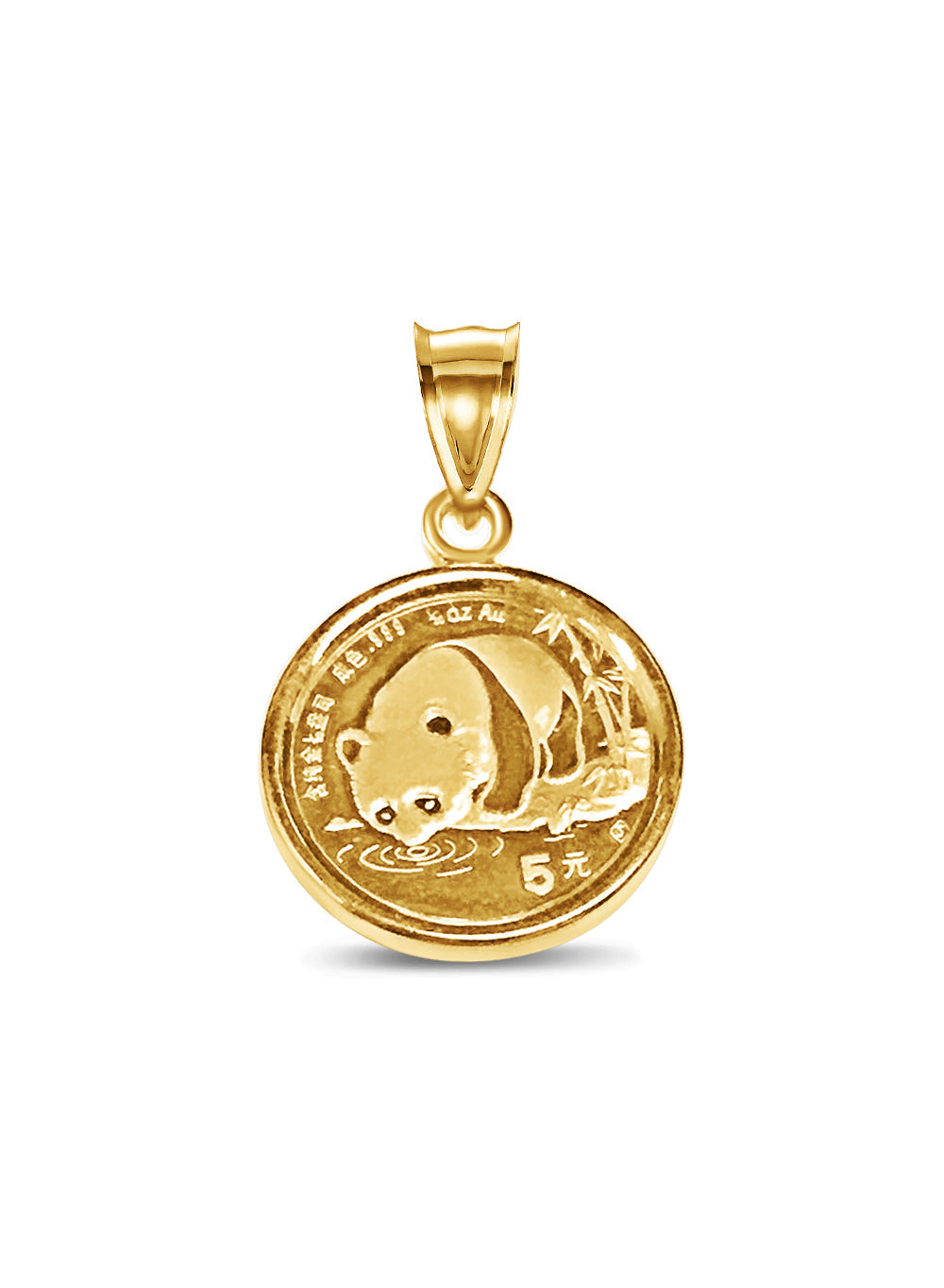 Classic Solid White/Yellow/Rose Gold Handmade Coin Pendant, Chinese Panda Bear Coin