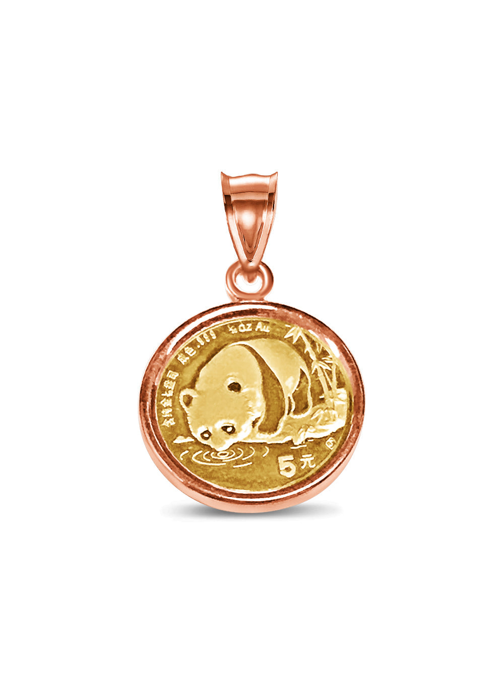 Classic Solid White/Yellow/Rose Gold Handmade Coin Pendant, Chinese Panda Bear Coin