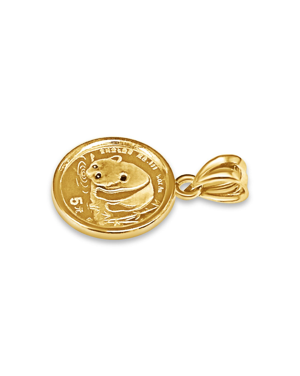 Classic Solid White/Yellow/Rose Gold Handmade Coin Pendant, Chinese Panda Bear Coin
