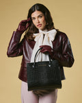 Patrizia (black) - Italian calf leather women's handbag (with shoulder strap) 6