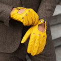 Leonardo (yellow) - Italian driving gloves made of American deerskin leather 7