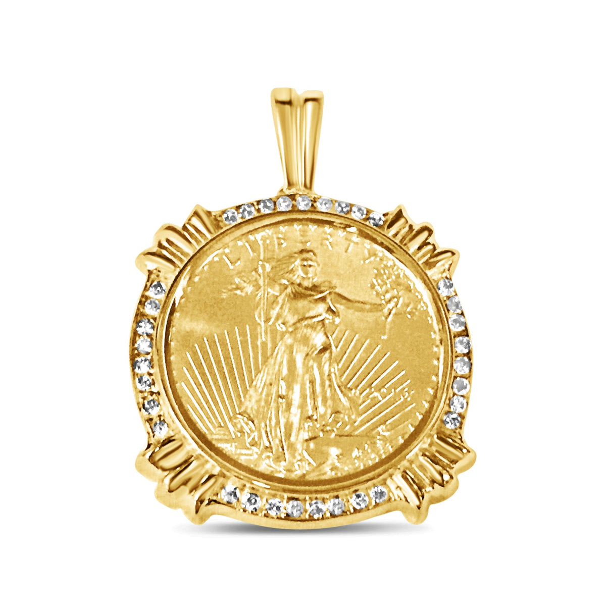 Diamond Fancy Solid White/Yellow/Rose Gold Handmade Coin Pendant, 1/2oz Coin, from 38.0 g