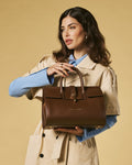 Oriana (brown) - Italian calf leather women's handbag (with shoulder strap) 2