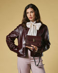 Mirella (eggplant) - Italian calf leather women's crossbody bag (with shoulder strap) 8