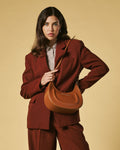 Ornella (cognac) - Italian calf leather women's crossbody bag (with shoulder strap) 9
