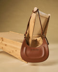Ornella (cognac) - Italian calf leather women's crossbody bag (with shoulder strap) 1