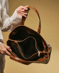 Valentina (cognac) - Italian calf leather women's handbag (with shoulder strap) 5