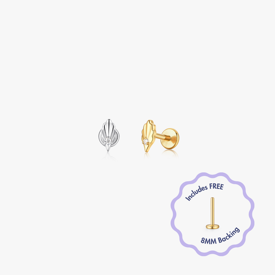 Leaf Titanium Flat Back Stud (Single)