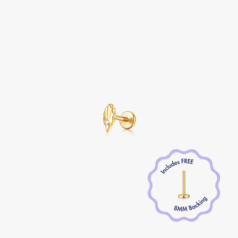 Leaf Titanium Flat Back Stud (Single)