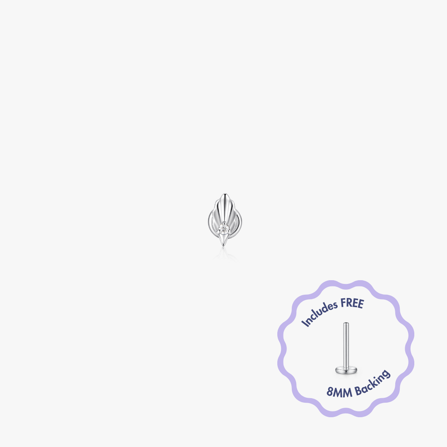 Leaf Titanium Flat Back Stud (Single)