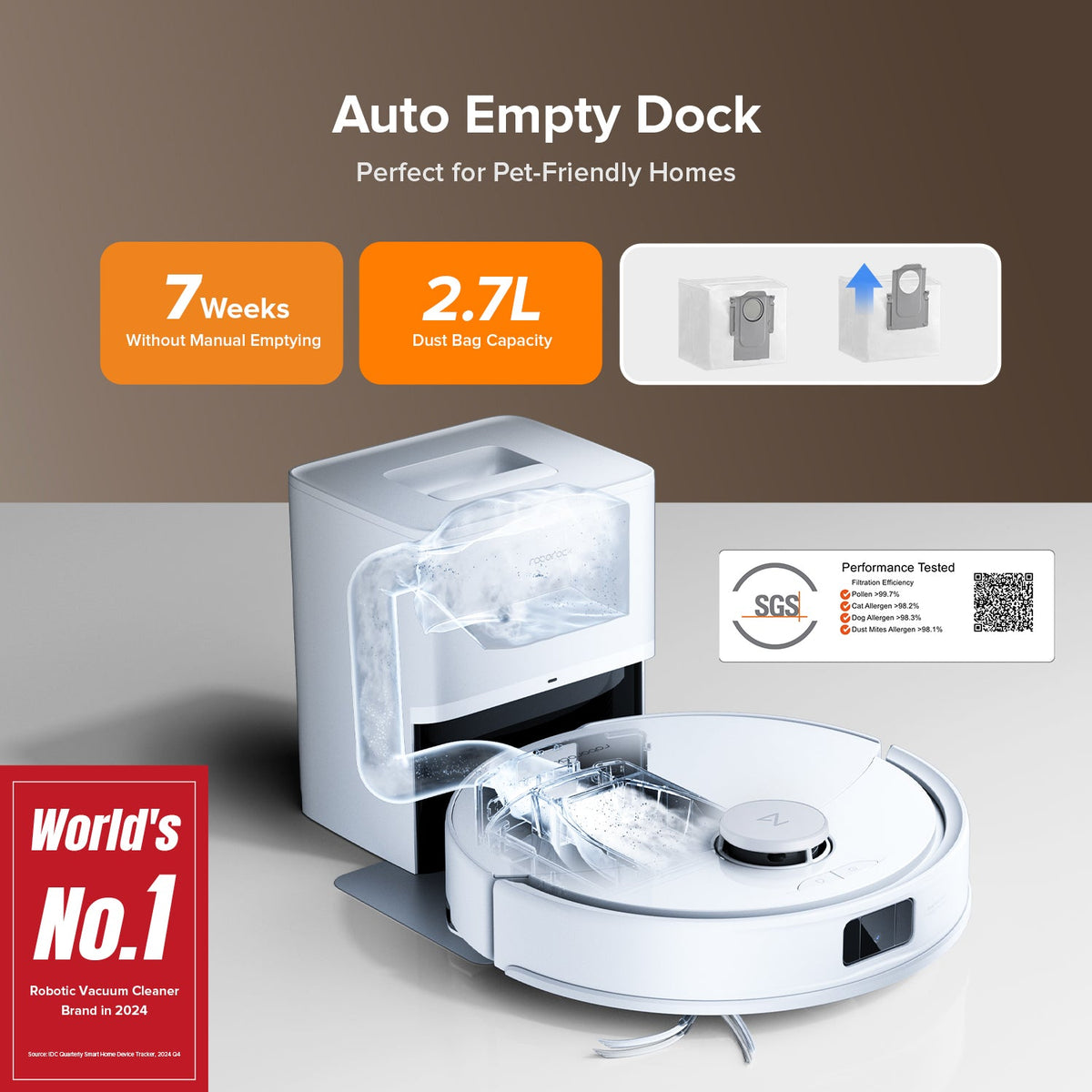 Roborock Q10 X5+ Robot Vacuum and Mop with Auto-Empty Dock