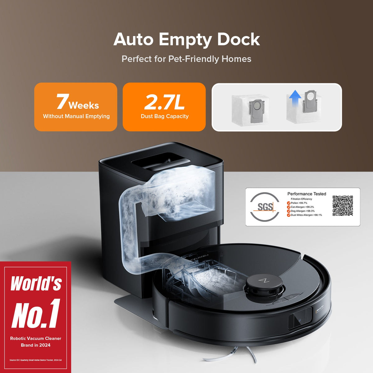 Roborock Q10 X5+ Robot Vacuum and Mop with Auto-Empty Dock