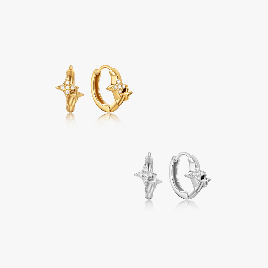 Estelle Double Star Mini Hoops
