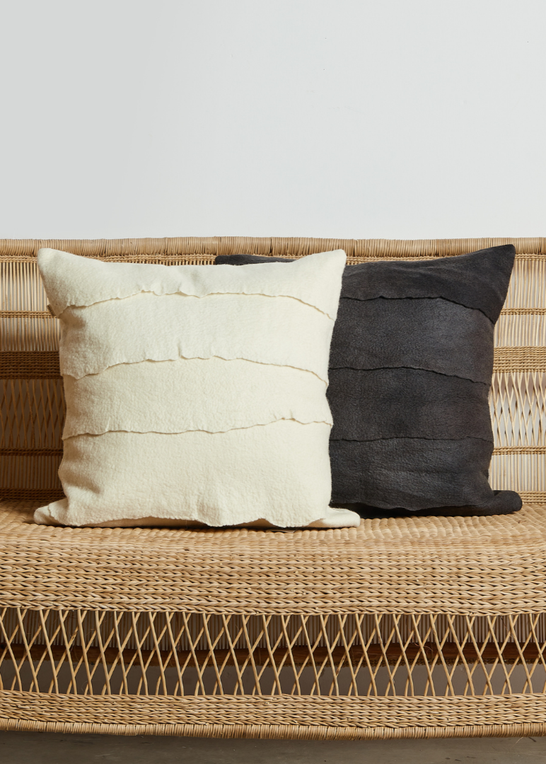 Layered Hand-Felted Merino Wool Throw Pillow