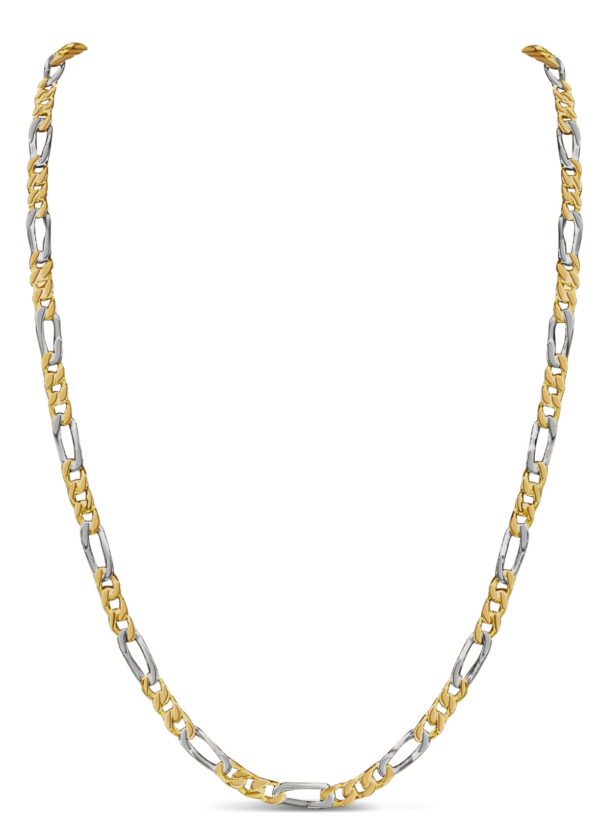 Figaro Solid White/Yellow/Rose Gold Handmade Necklace, 5mm, 16-30 Inch