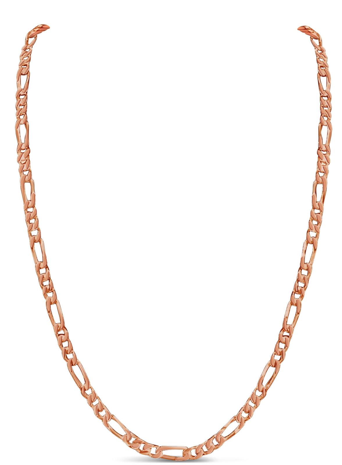 Figaro Solid White/Yellow/Rose Gold Handmade Necklace, 5mm, 16-30 Inch