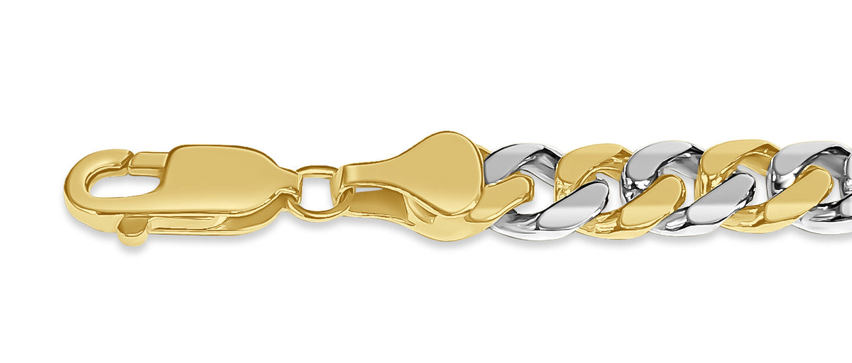 Miami Cuban Solid White/Yellow/Rose Gold Handmade Necklace, 7mm, 16-30 Inch, from 45.8 g
