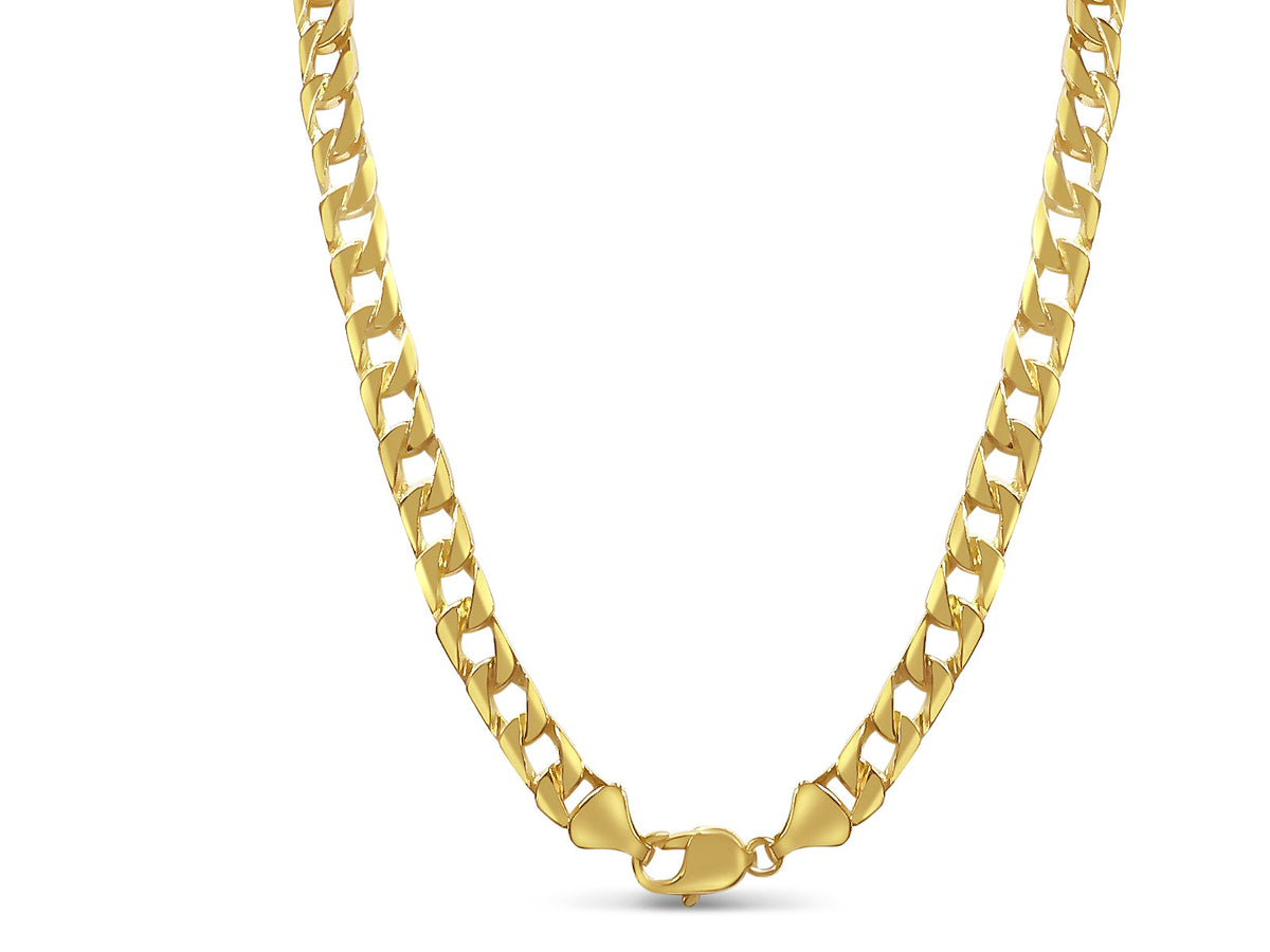 Curb Solid White/Yellow/Rose Gold Handmade Necklace, 8mm, 16-30 Inch, from 39.2 g