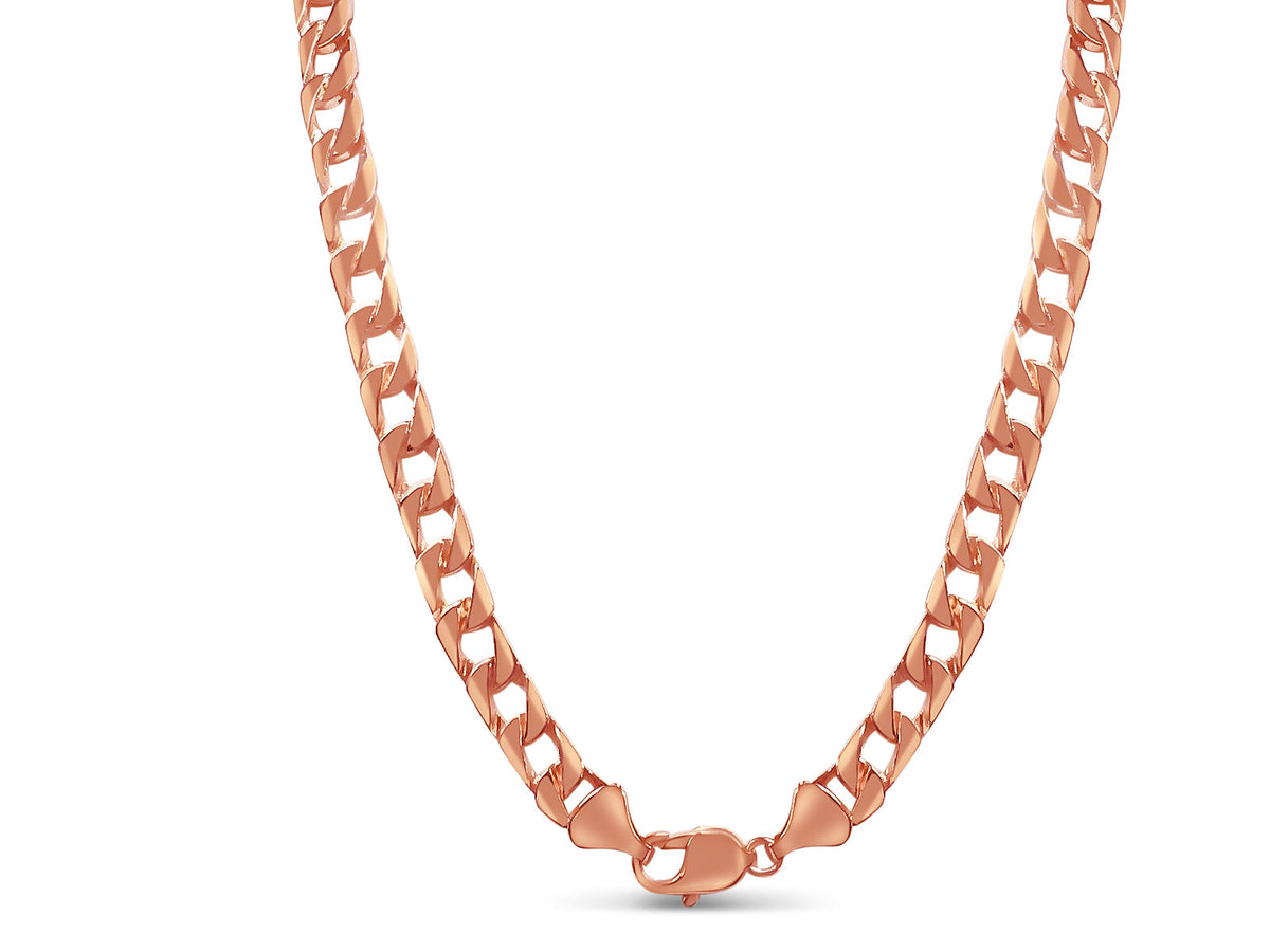 Curb Solid White/Yellow/Rose Gold Handmade Necklace, 8mm, 16-30 Inch, from 39.2 g