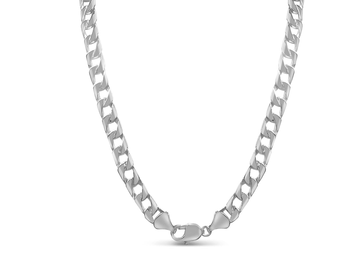 Curb Solid White/Yellow/Rose Gold Handmade Necklace, 8mm, 16-30 Inch, from 39.2 g