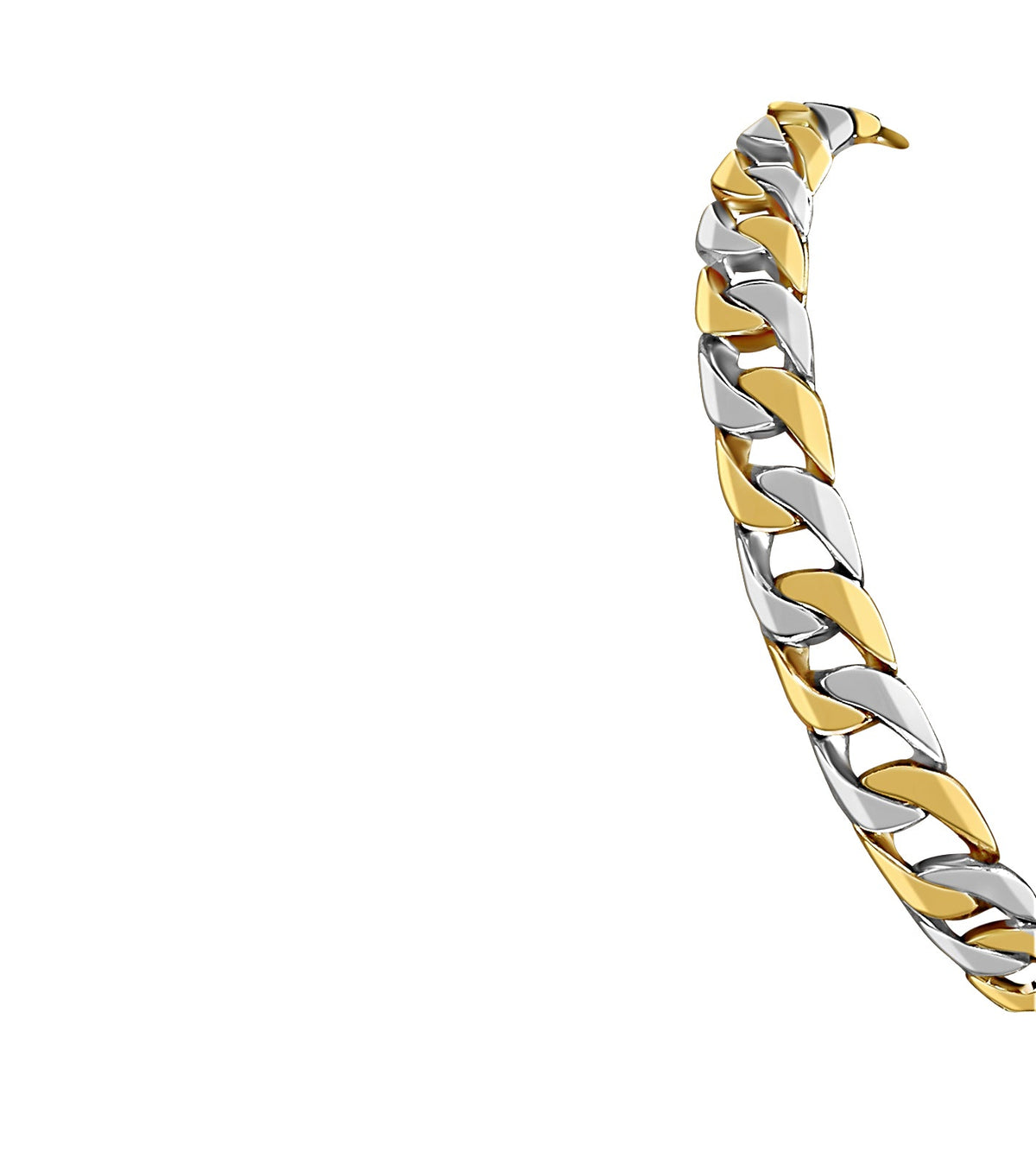 Curb Solid White/Yellow/Rose Gold Handmade Bracelet, 10mm, 6.5-10 Inch, from 50.7 g