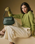 Ottavia (green) - Italian calf leather women's crossbody bag (with shoulder strap) 1