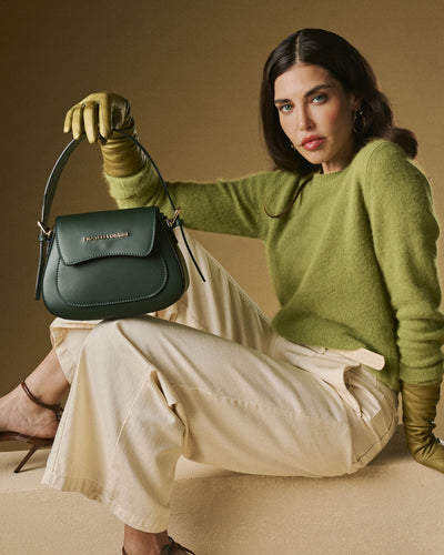 Ottavia (green) - Italian calf leather women's crossbody bag (with shoulder strap), by Leather Gloves Online