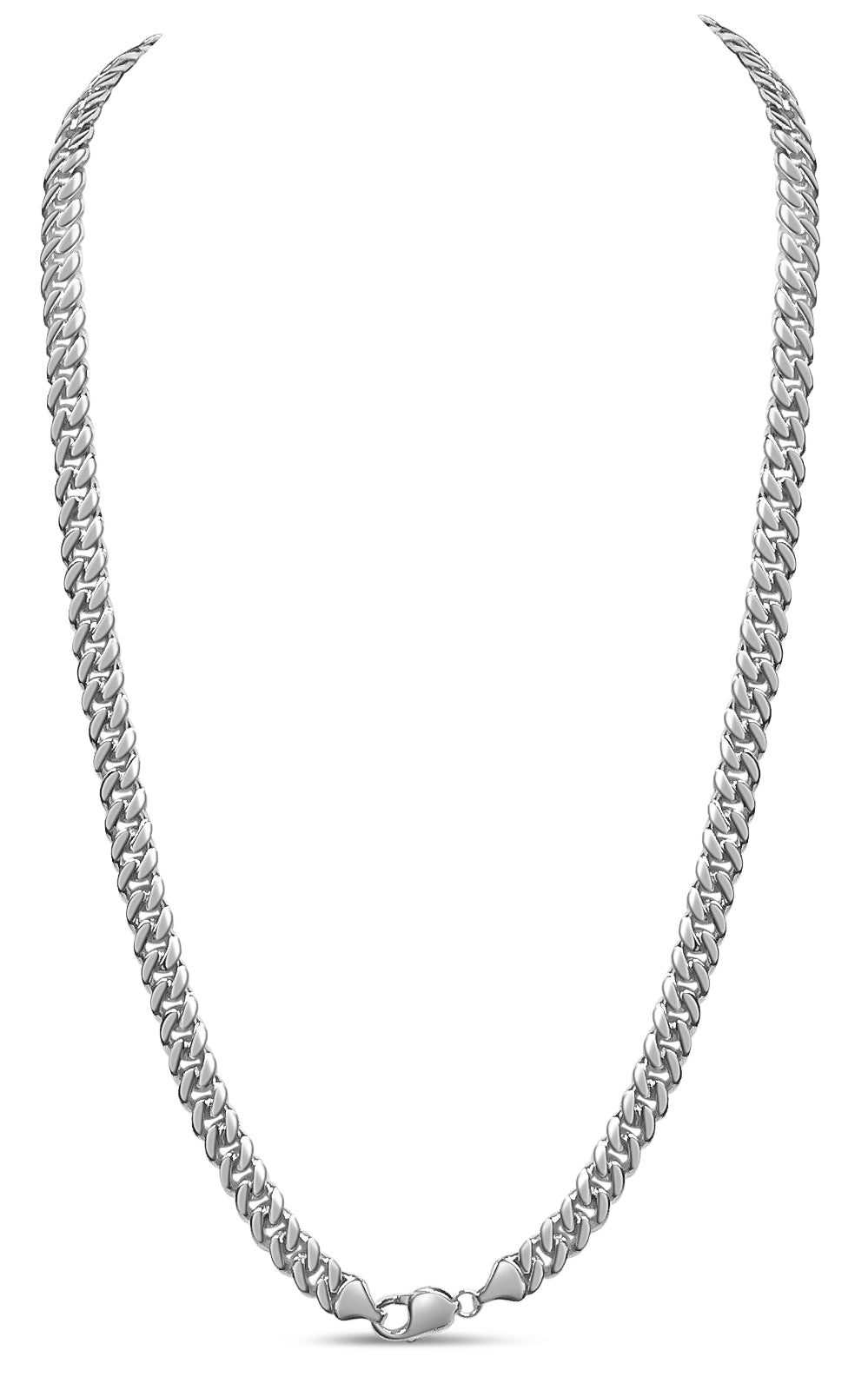 Miami Cuban Solid White/Yellow/Rose Gold Handmade Necklace, 7mm, 16-30 Inch, from 45.8 g