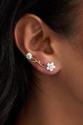 Daisy Flower Stud and Huggie Hoop Earring Set of 3 2