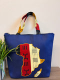 Denim African Map Tote Bag 1
