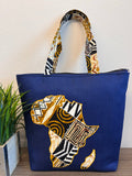 Denim African Map Tote Bag 2