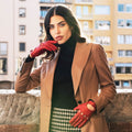 Alessa (red) - Classic Italian lambskin leather driving gloves 1