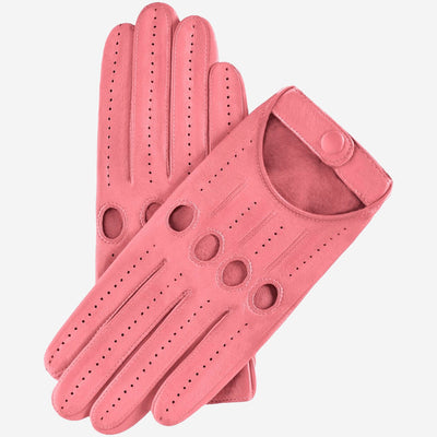 Alessa (pink) - Classic Italian lambskin leather driving gloves, by Leather Gloves Online