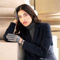 Alessa (grey) - Classic Italian lambskin leather driving gloves 2