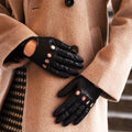 Alessa (black) - Classic Italian lambskin leather driving gloves & touchscreen feature 4