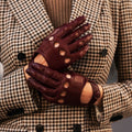 Alessa (cordovan) - Classic Italian lambskin leather driving gloves 6