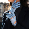 Alessa (sky) - Classic Italian lambskin leather driving gloves 3