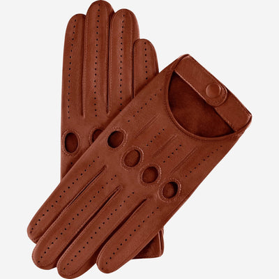 Alessa (cognac) - Classic Italian lambskin leather driving gloves, by Leather Gloves Online
