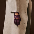 Alessa (berry) - Classic Italian lambskin leather driving gloves 7